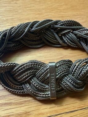 CHANEL Braided Rope Bracelet in Metallic Gunmetal